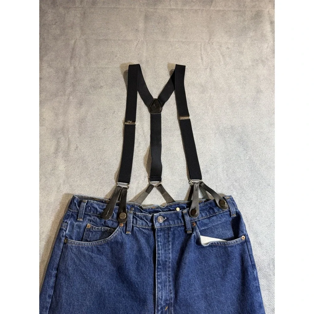 Vintage loggers Levi's Blue Cotton Denim Straight Jeans Men Suspender